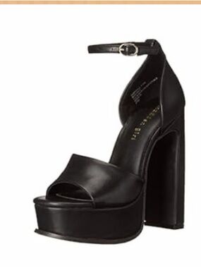 Steve Madden Black Platform Ankle-Strap Block Heels